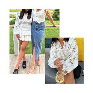 Aqua White Cutout Ruched Waist Mini Dress Women's M